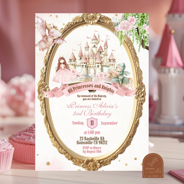 Invitation Fée de conte de fées et anniversaire de chevaliers (Créateur téléchargé)