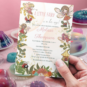 Invitation Fée de forêt enchantée magique Whimsical & Ladybug
