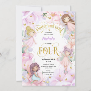 Invitation Fée de jardin enchantée, fille 4 anniversaire invi
