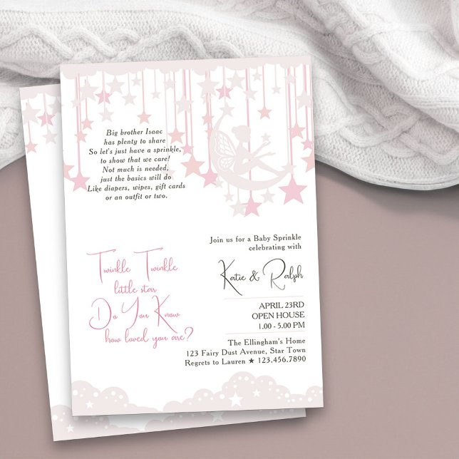 Invitation Fée de la comptine à la petite étoile Bébé Sprinkl (Twinkle Twinkle Little Star Girl Baby Sprinkle Invitation)