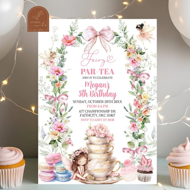 Invitation Fée de la fête d'anniversaire de thé de la prairie (Créateur téléchargé)