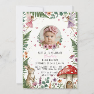Invitation Fée de la forêt anniversaire pastel douce
