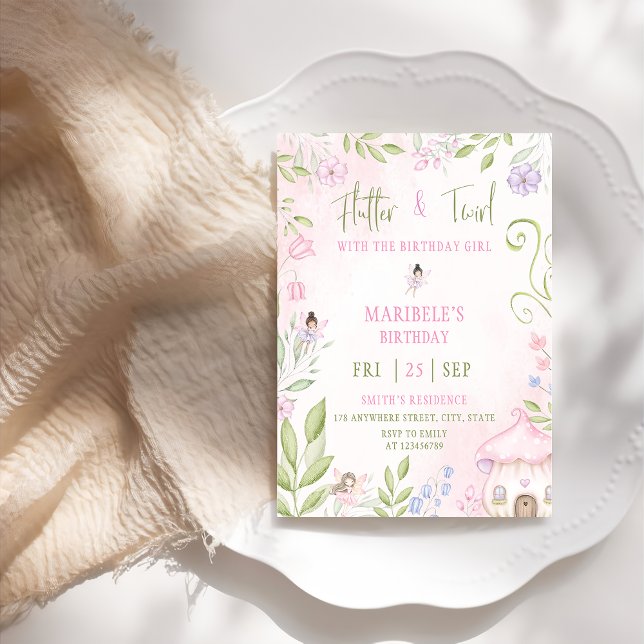 Invitation Fée de la forêt, battement et fête d'anniversaire  (Créateur téléchargé)