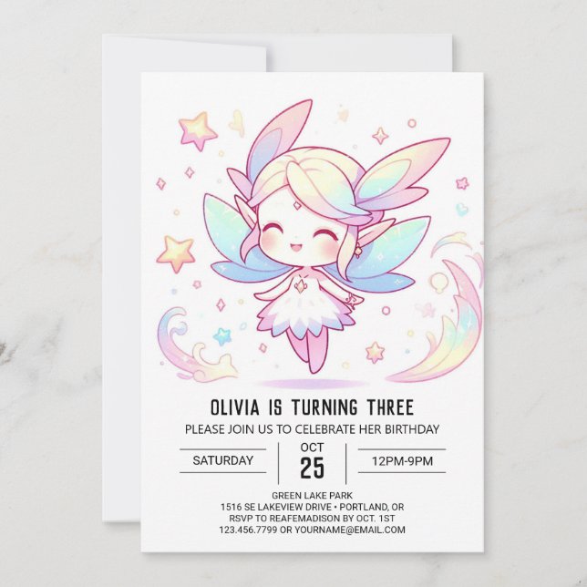 Invitation Fée de la Forêt Cute Anniversaire (Devant)