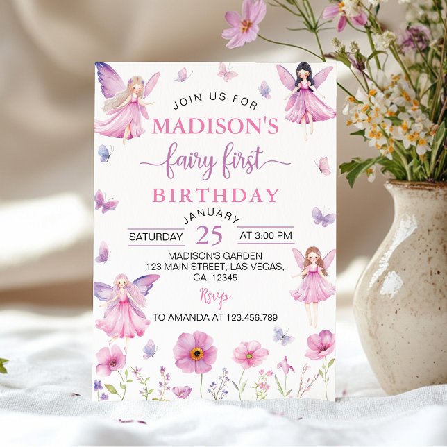 Invitation Fée de la Forêt Enchantée Première Florale Anniver (Créateur téléchargé)