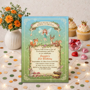 Invitation Fée de la forêt fantaisiste pour un 3ème anniversa
