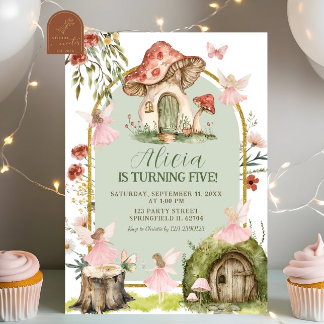 Invitation Fée de la forêt verte sauge enchantée Anniversaire (Créateur téléchargé)