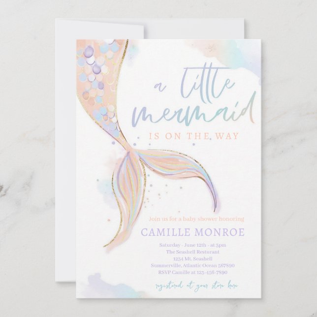 Invitation Fée de la Mer sous l'Océan Baby Shower (Devant)