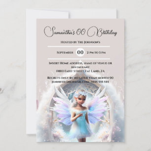 Invitation Fée de neige forêt d'hiver portail magique filles