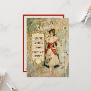Invitation Fée de Noël victorienne annonçant de la musique