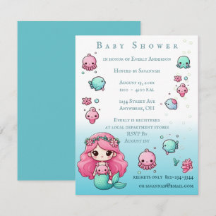 Invitation Fée des Mers Sirène & Créatures Marines Baby Showe