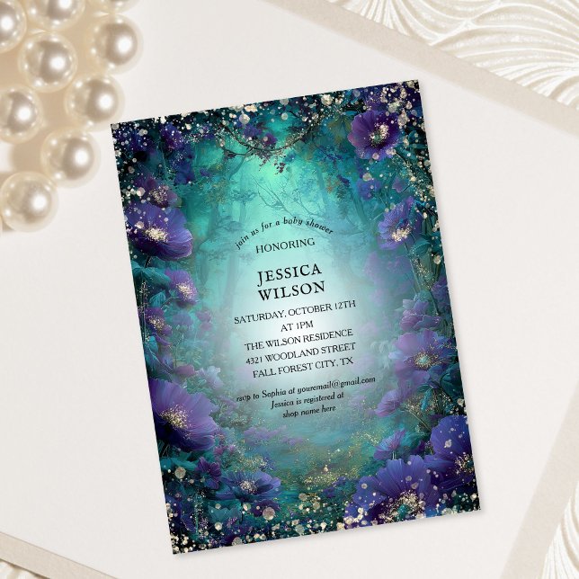 Invitation Fée d'été Conte de fées Forêt enchantée  Baby Show (Summer Fairy Tale Enchanted Forest Baby Shower Invitation)