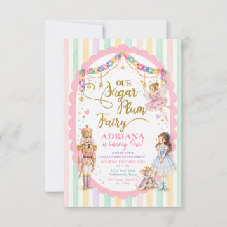 Invitation Fée Dragée Anniversaire Pâte de Noyer Pastel