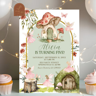 Invitation Fée Enchanted Sage Green Forest Anniversaire