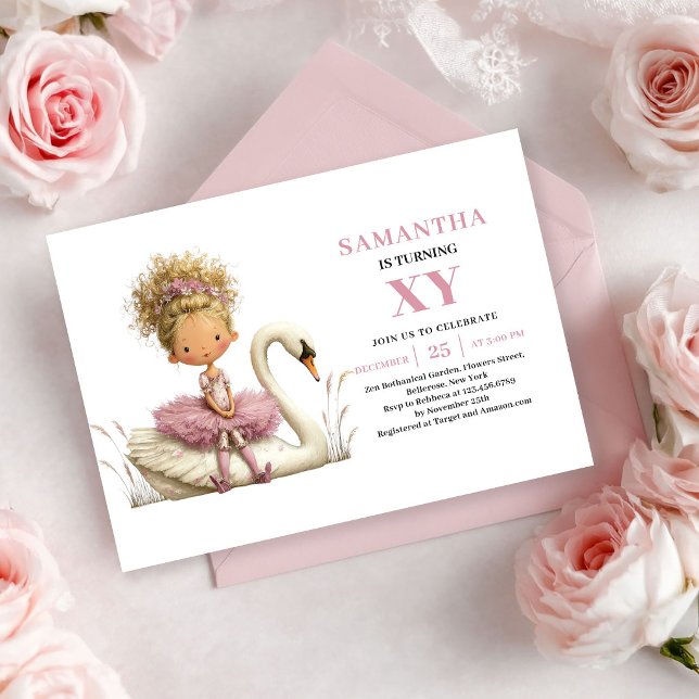 Invitation Fée Enchantée 1er Anniversaire Rose Pâle (Enchanted Fairy Girl 1st Birthday Blush Pink invitation)