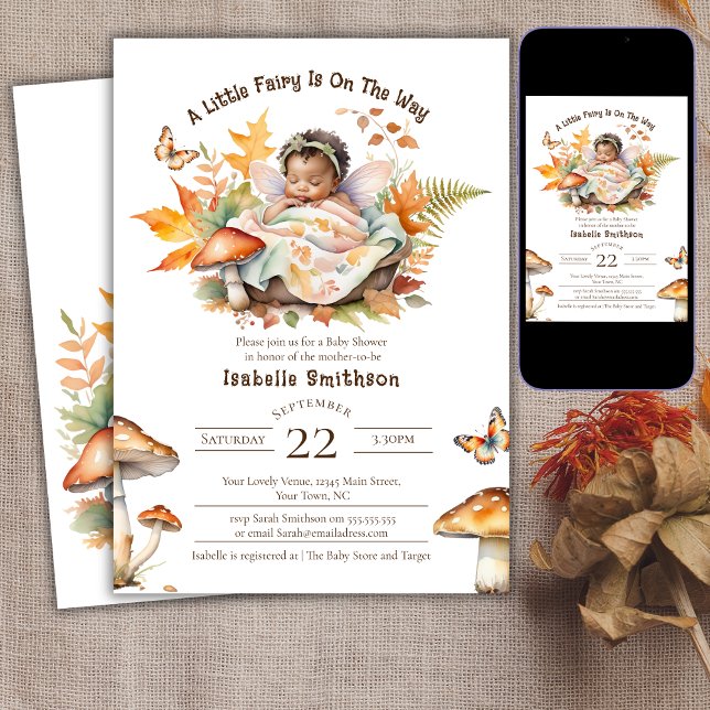 Invitation Fée Enchantée Automne Bois Bébé Shower  (Créateur téléchargé)