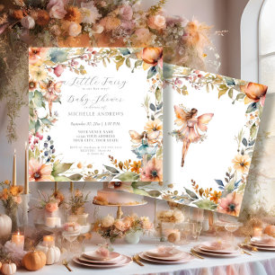 Invitation Fée enchantée Chute Florale Faisée Faisée Fille bé