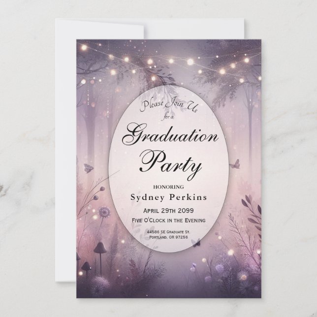 Invitation Fée Ethereal Fairy Lights Forest Graduation Party (Devant)