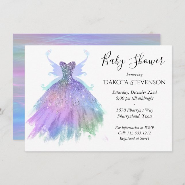 Invitation Fée Ethereal | Rainbow Ombre Pastel Sheen (Devant / Derrière)