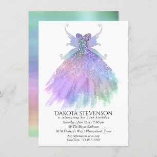 Invitation Fée Ethereal   Rainbow Ombre Pastel Sheen
