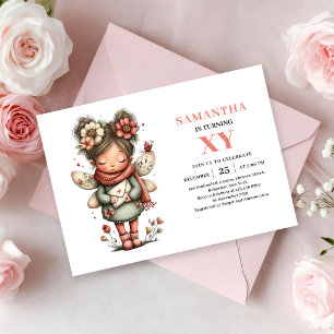 Invitation Fée Fantaisie Fille Anniversaire Rose Pastel Magiq