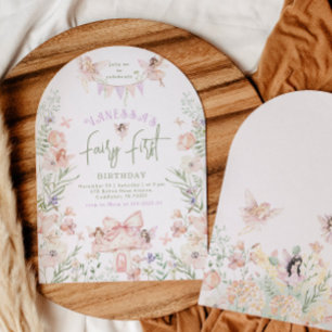 Invitation Fée fantaisiste Premier anniversaire Forêt enchant