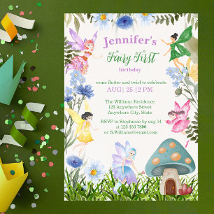 Invitation Fée Fée Fée Premier anniversaire Fées et Fleurs