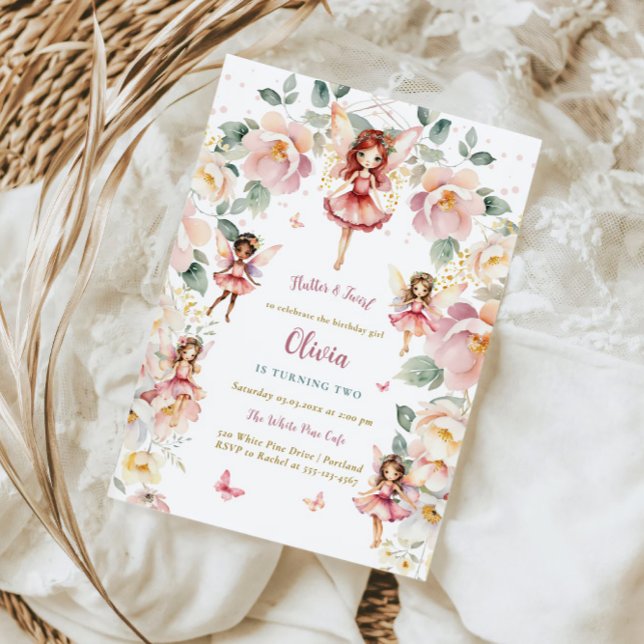 Invitation Fée Fille Anniversaire Whimsical Enchanted Floral (Créateur téléchargé)