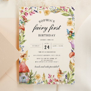 Invitation Fée Fille Premier Anniversaire 1er Anniversaire