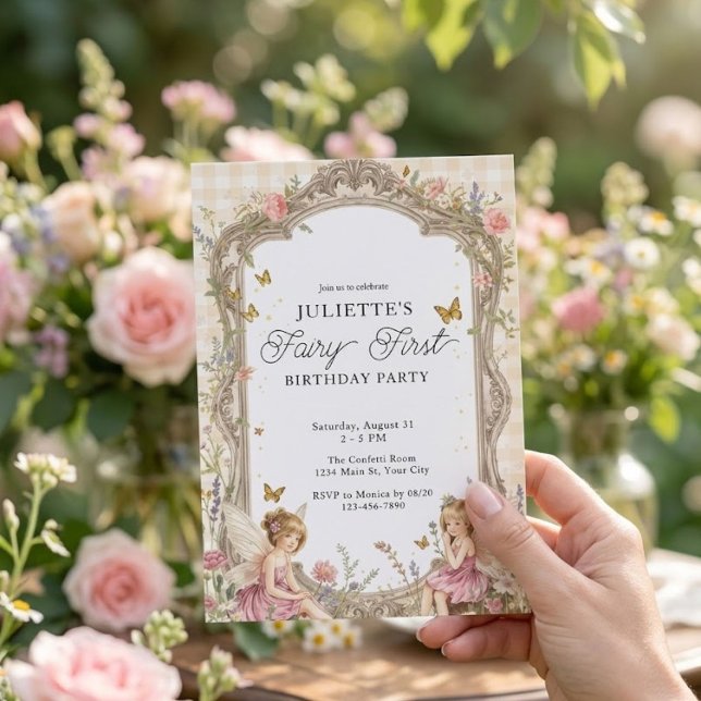 Invitation Fée Fille Premier Anniversaire Jardin Magique (Créateur téléchargé)