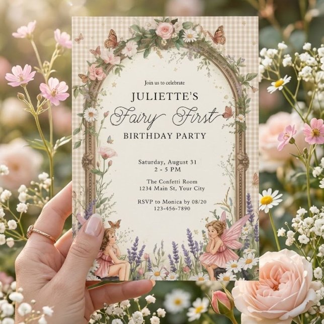 Invitation Fée Fille Premier Anniversaire Jardin Magique (Créateur téléchargé)