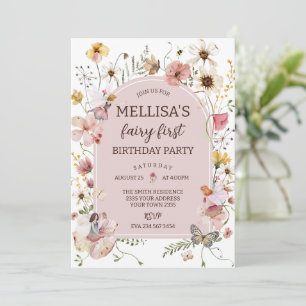 Invitation Fée Fleur Sauvage 1er Anniversaire Fête de Princes
