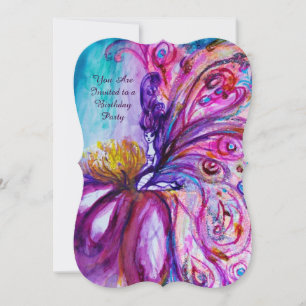 INVITATION FÉE FLEUR WHIMSICALE MIGNONNE EN ROSE, ÉCLATS D'OR