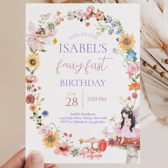 Invitation Fée Florale de Printemps Premier Anniversaire (Créateur téléchargé)