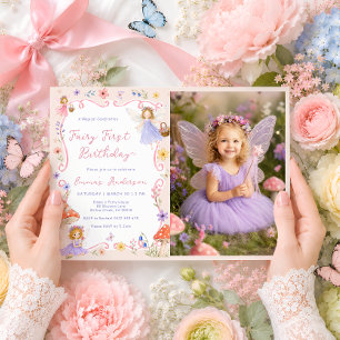 Invitation Fée Florale Fantaisiste Premier 1er Anniversaire P
