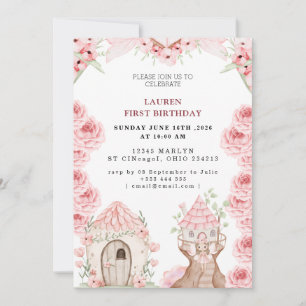 Invitation Fée Florale Rose Anniversaire