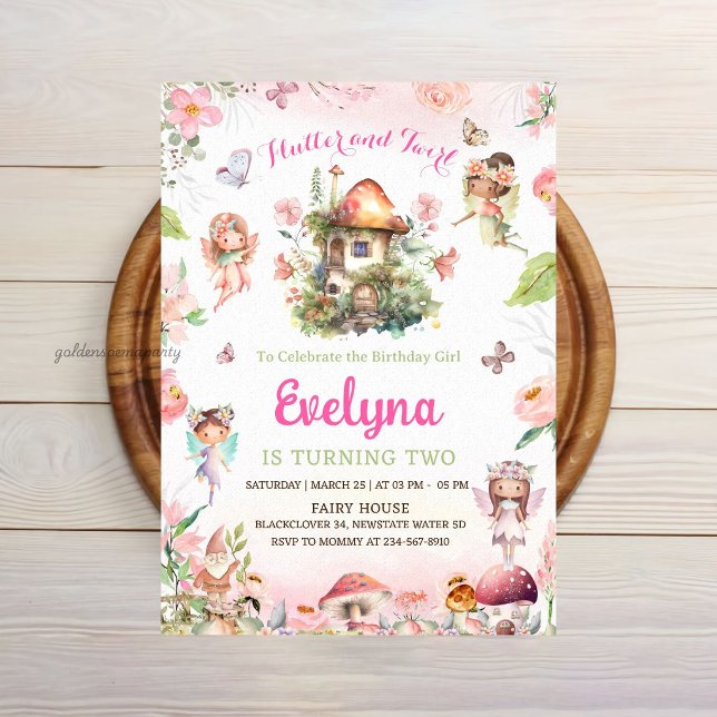 Invitation Fée Flutter Et Anniversaire Tournoyant Fête (Fairy Flutter And Twirly Birthday Party Invitation
)