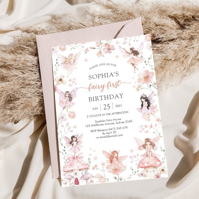Invitation Fée Flutter et Twirl Premier 1er Anniversaire (Créateur téléchargé)