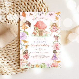 Invitation Fée Flutter et Twirl Premier 1er Anniversaire