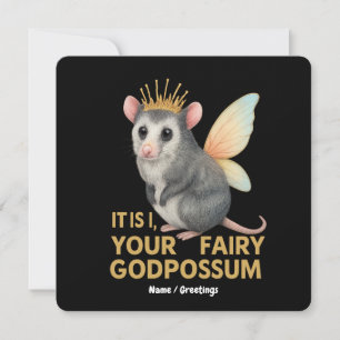 Invitation Fée Godpossum Cute Opossum avec Couronne et ailes