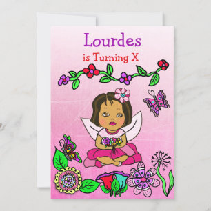 Invitation Fée hispanique ou afro-américaine anniversaire