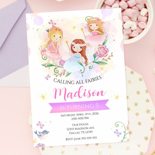 Invitation Fée Jardin Enchanté Fête d'Anniversaire Magique (Créateur téléchargé)