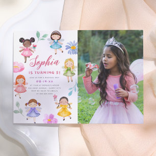 Invitation fée jardin floral fille photo anniversa