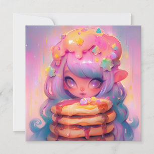 Invitation Fée Kawaii Pancake fête d'anniversaire