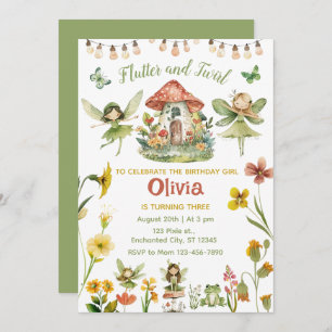 Invitation Fée magique Enchanted Forest Girl Anniversaire