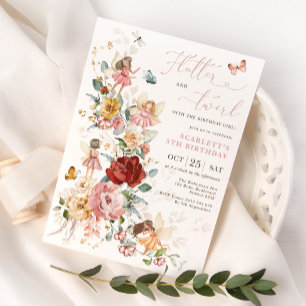 Invitation Fée magique Jardin Floral Pixie Filles Anniversair