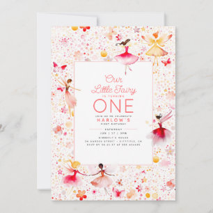 Invitation Fée magique Jardin Floral Rose Fille Anniversaire