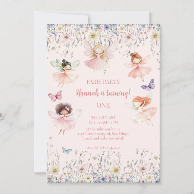 Invitation Fée Magique Premier Anniversaire, Fairy Bash (Devant)