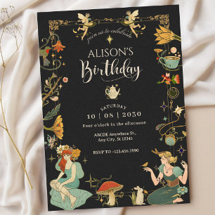 Invitation Fée magique vintage anniversaire