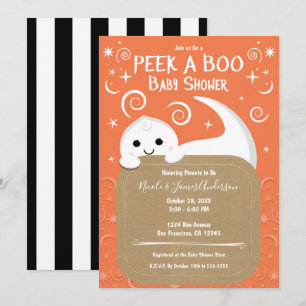 Invitation Fée Orange Halloween Bébé à venir Cacher et Découv